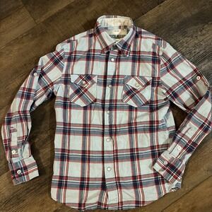 Ditch Plains Kids Small 6/7 Pearl Snap Button Up Plaid Boys Western Cowboy